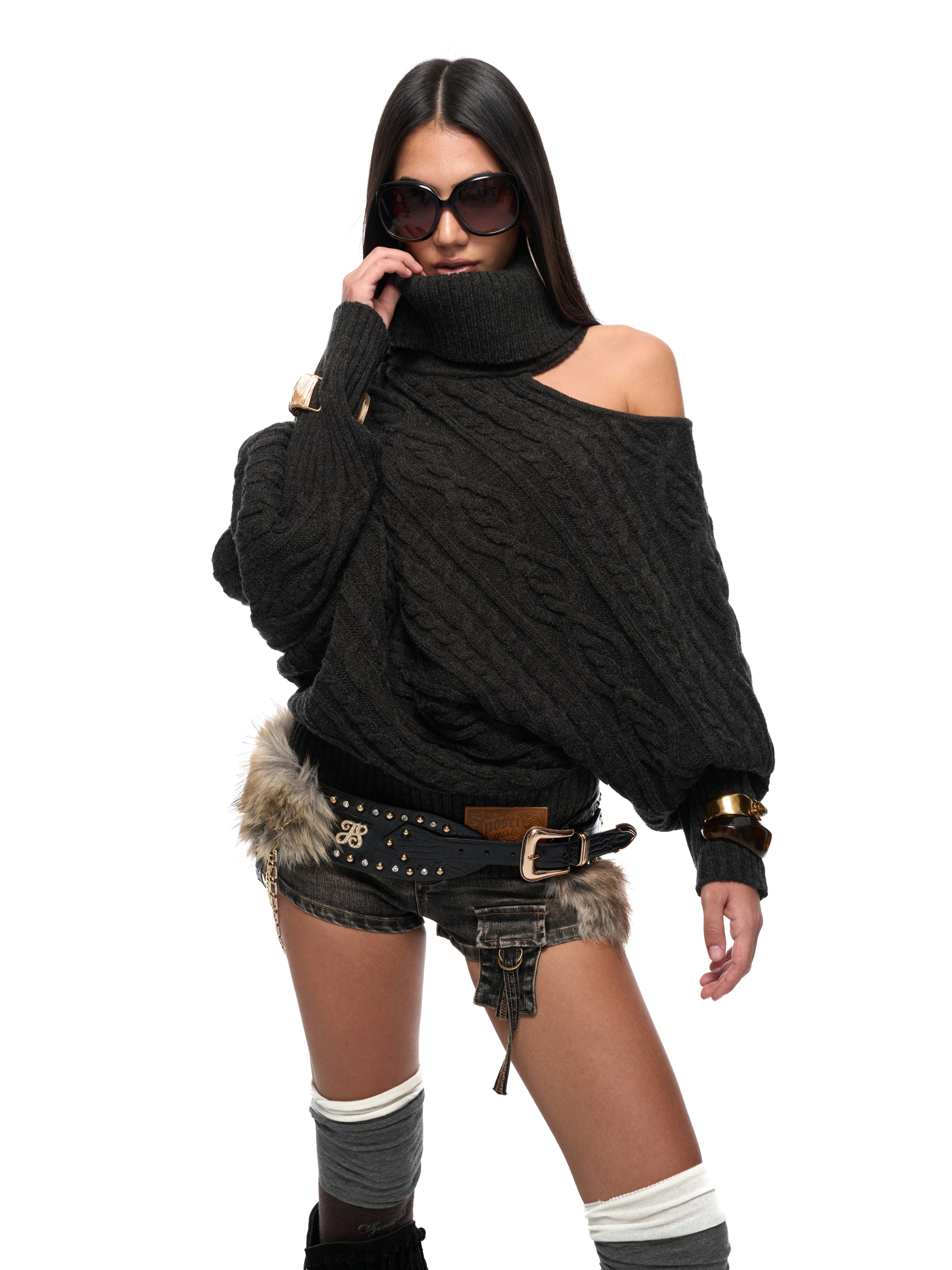 Jersey One Shoulder Sweater