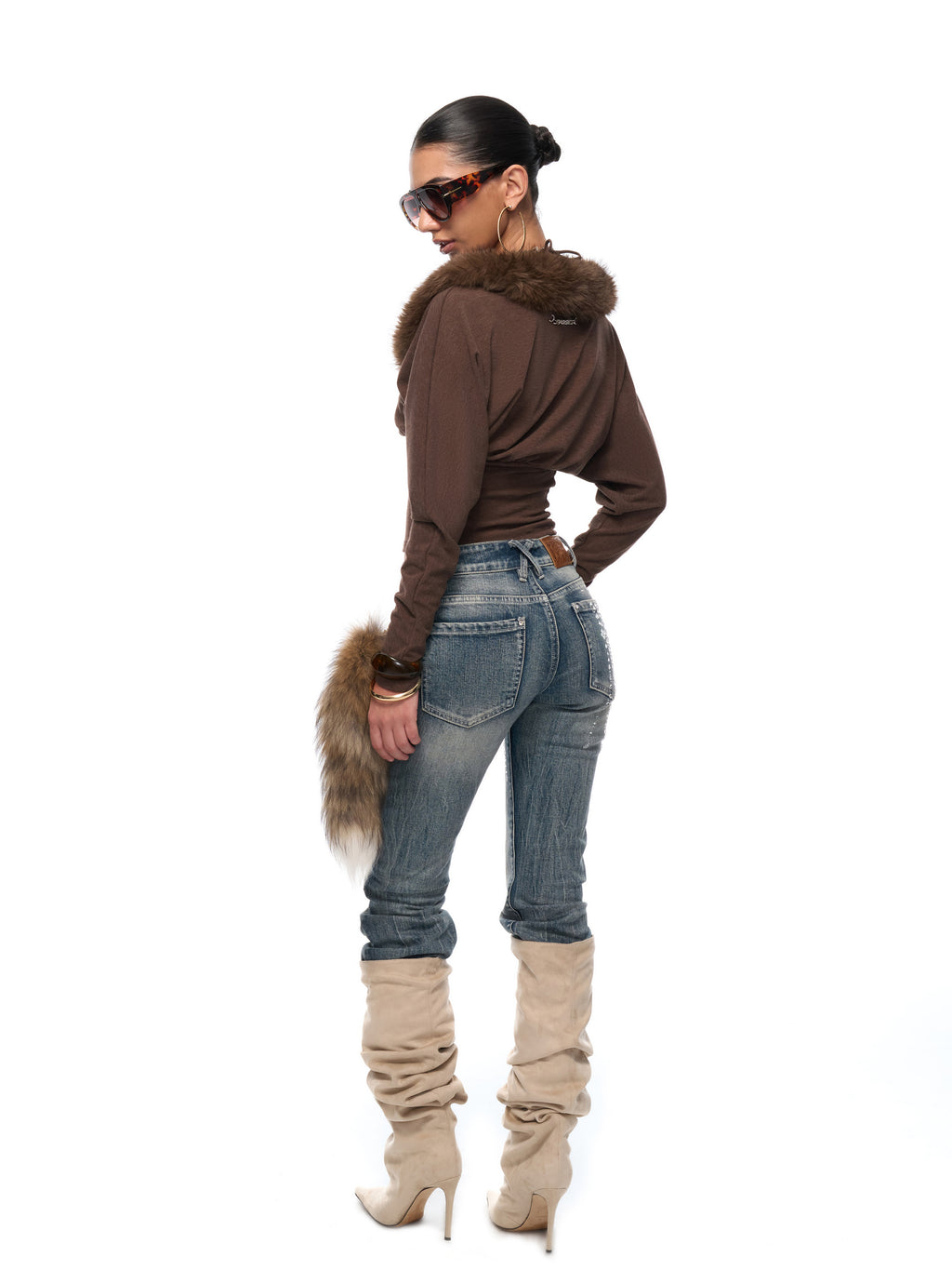Miranda Fur Collar Top