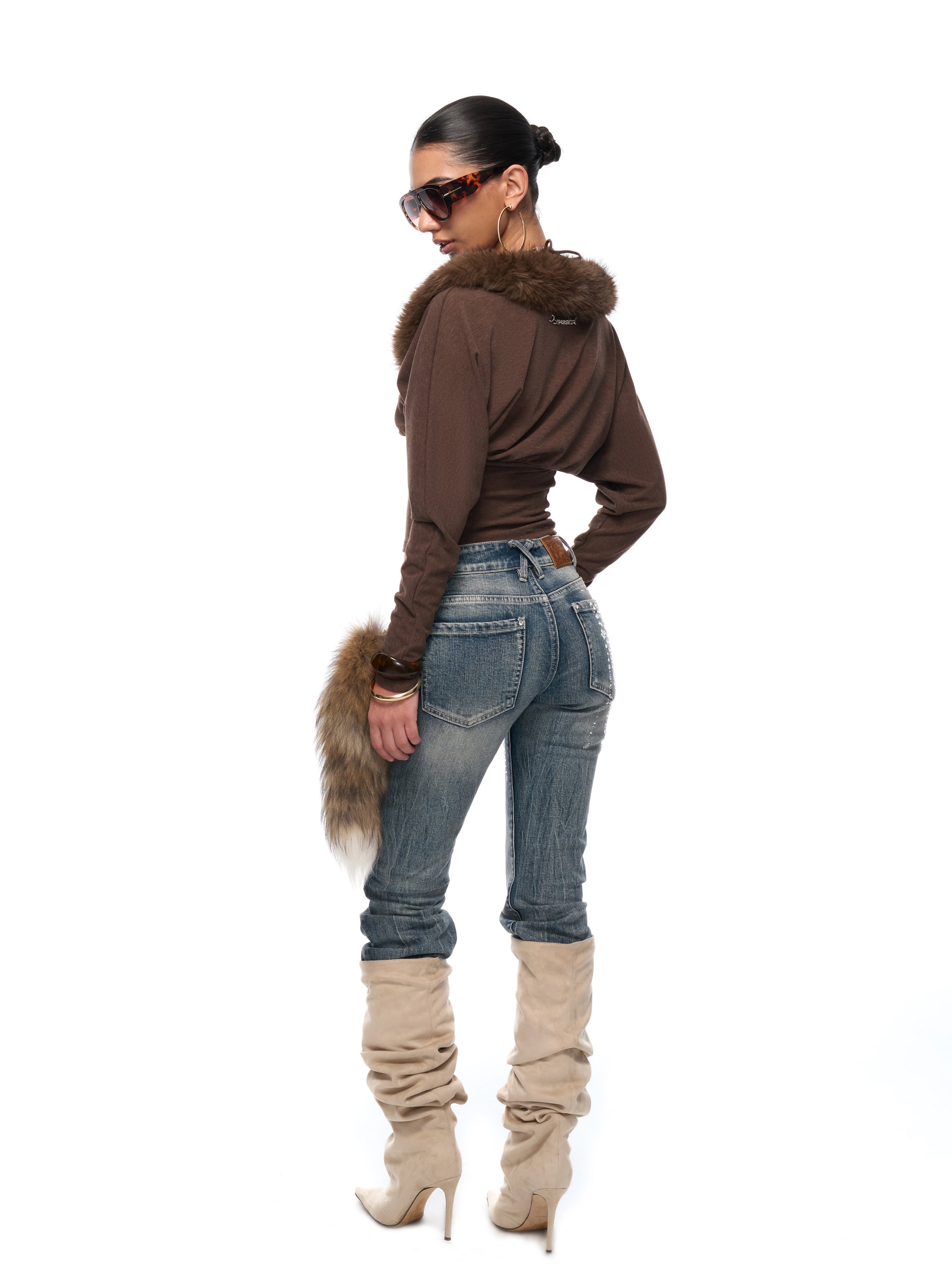 Miranda Fur Collar Top