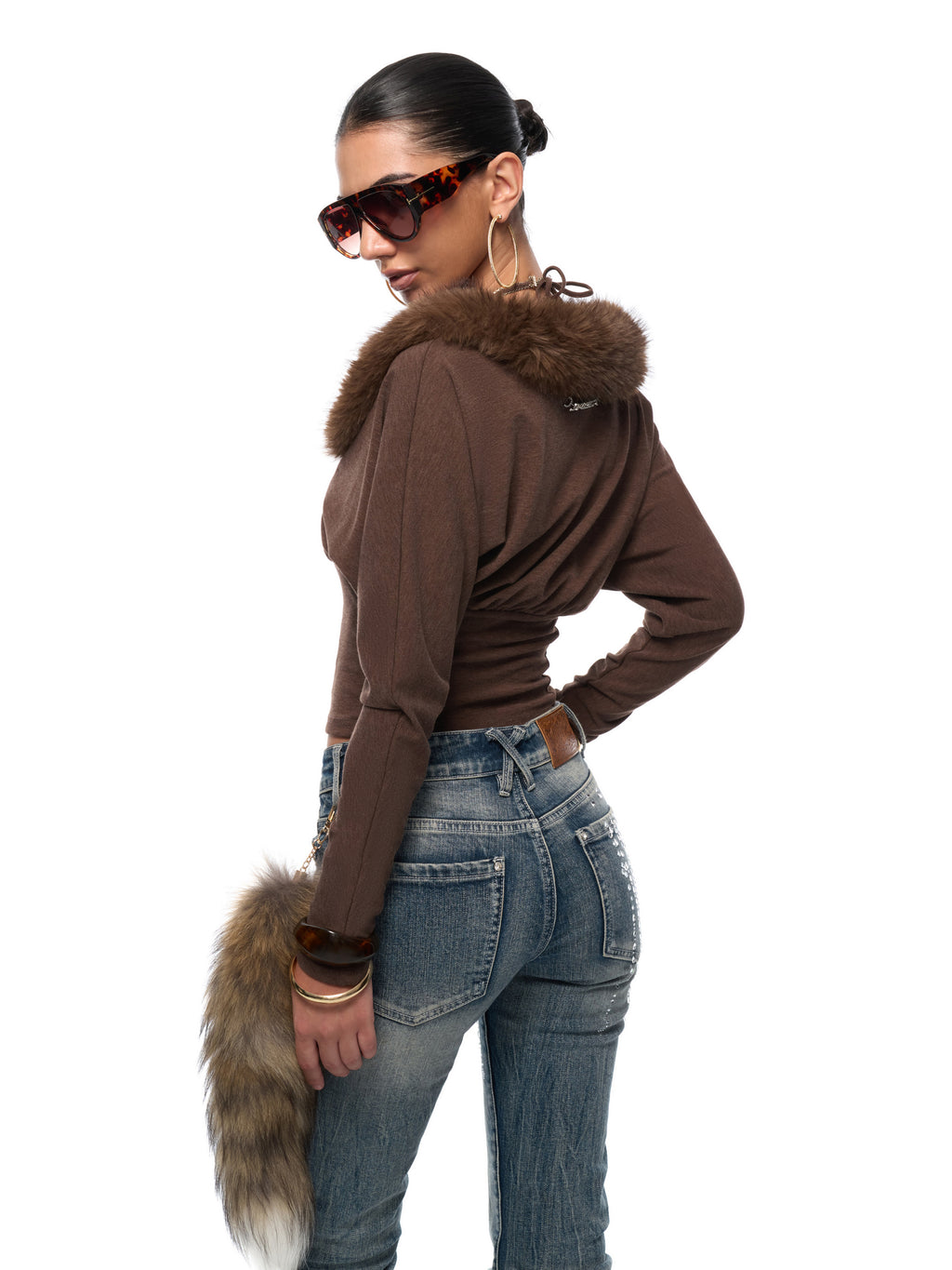 Miranda Fur Collar Top