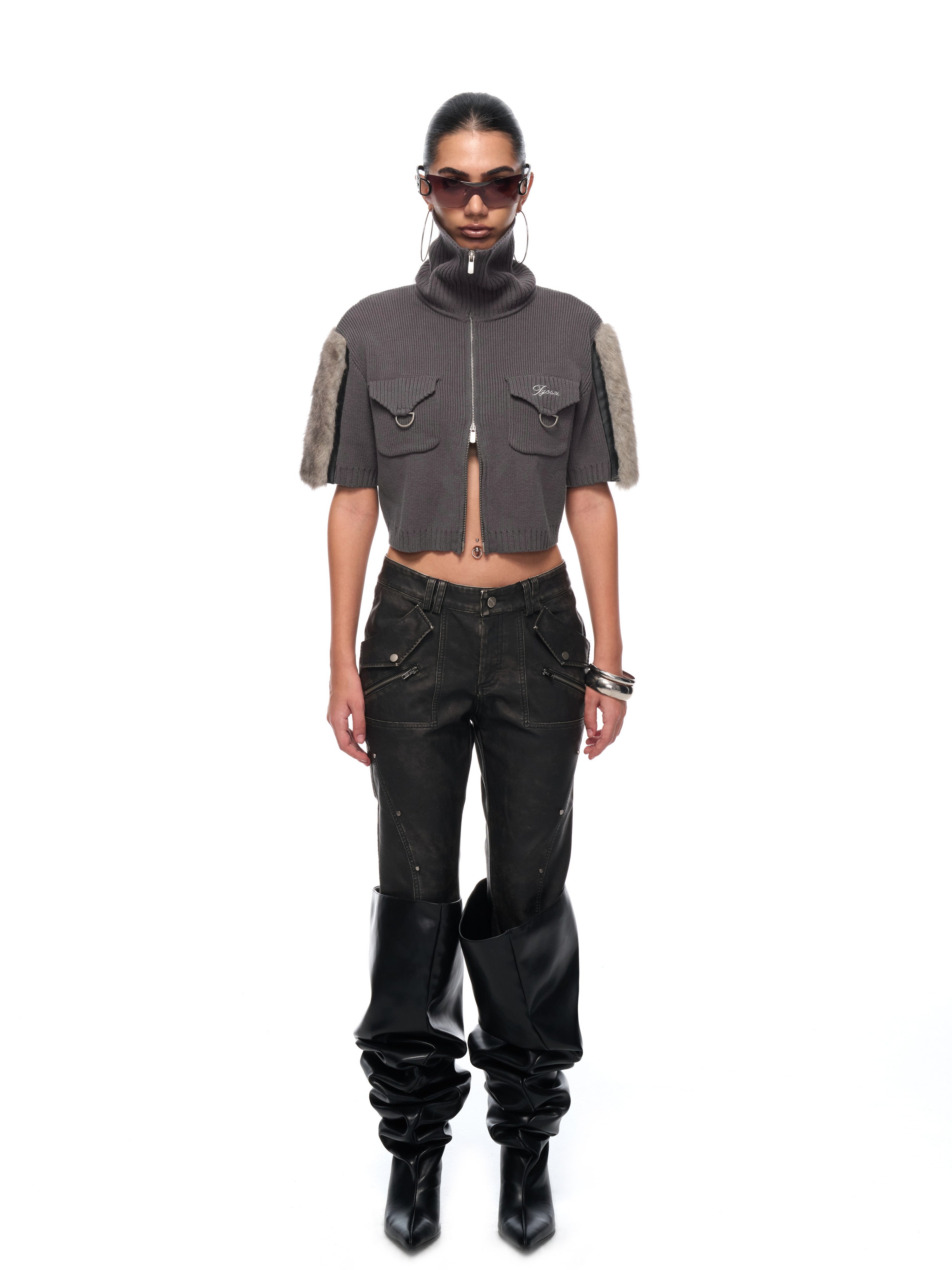 Nora Cropped Zip Knit