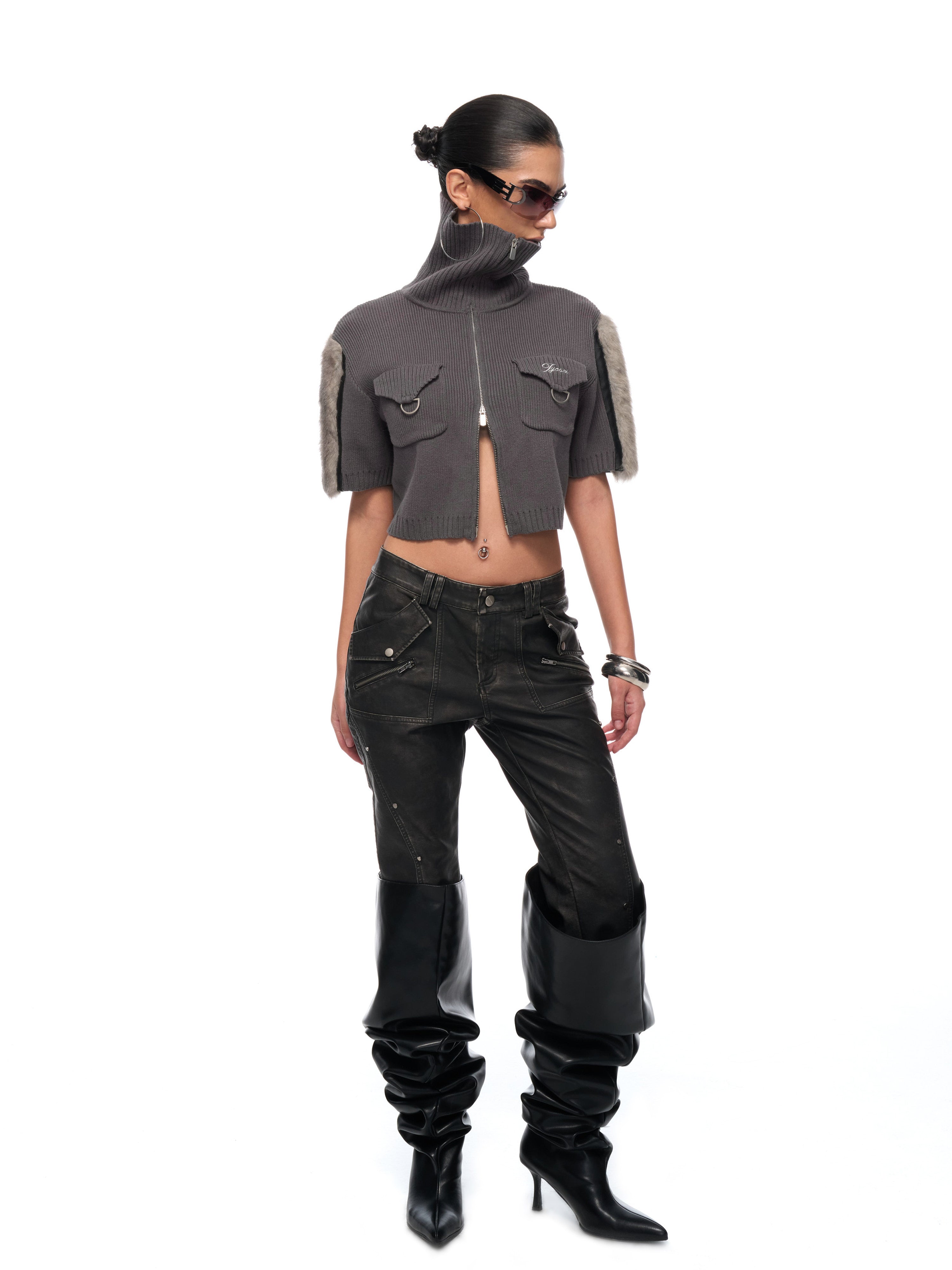 Nora Cropped Zip Knit