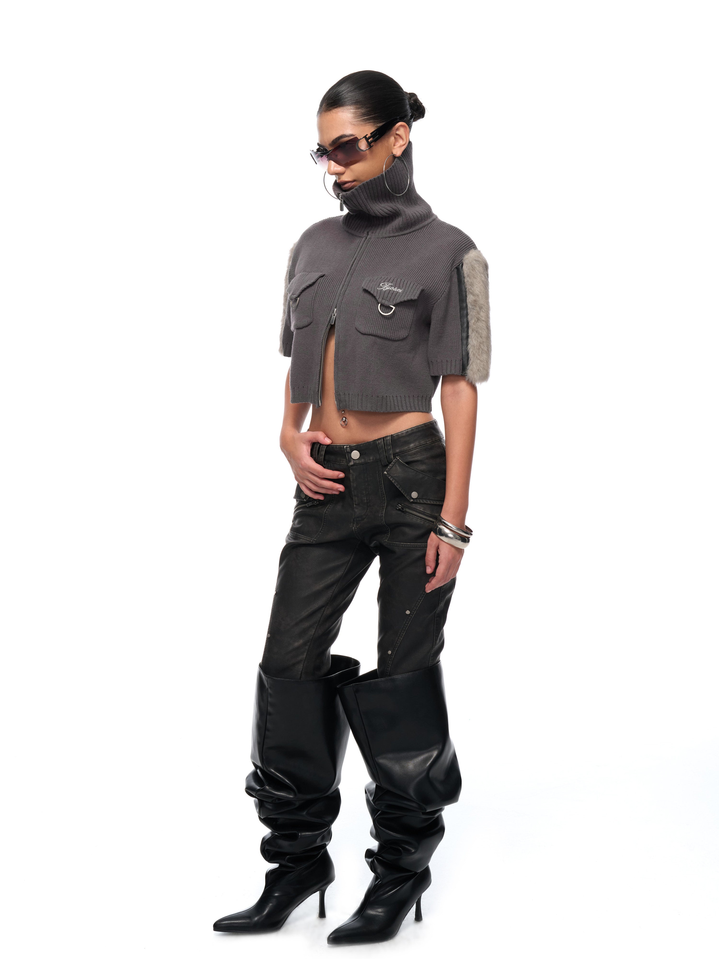 Nora Cropped Zip Knit