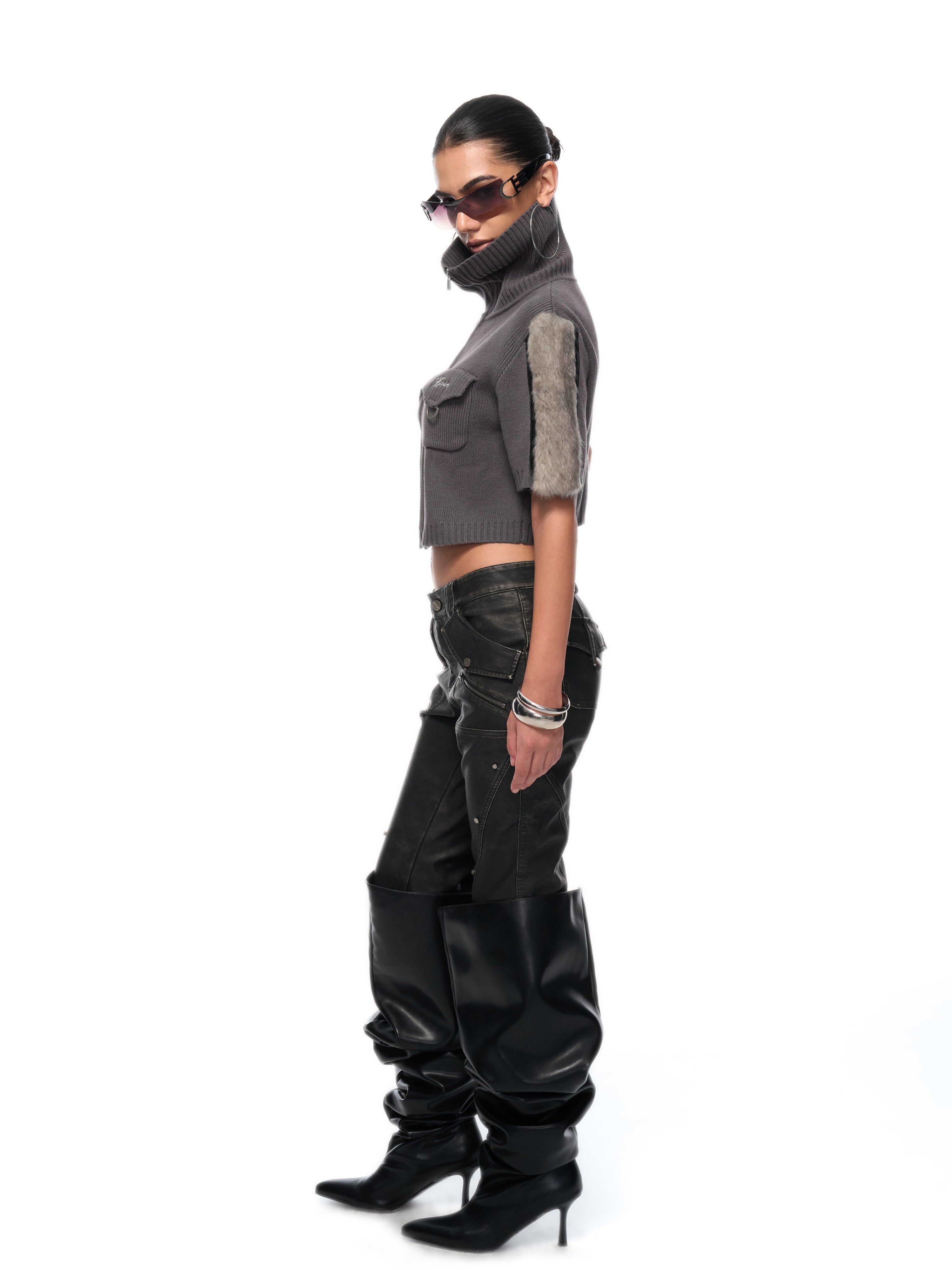 Nora Cropped Zip Knit