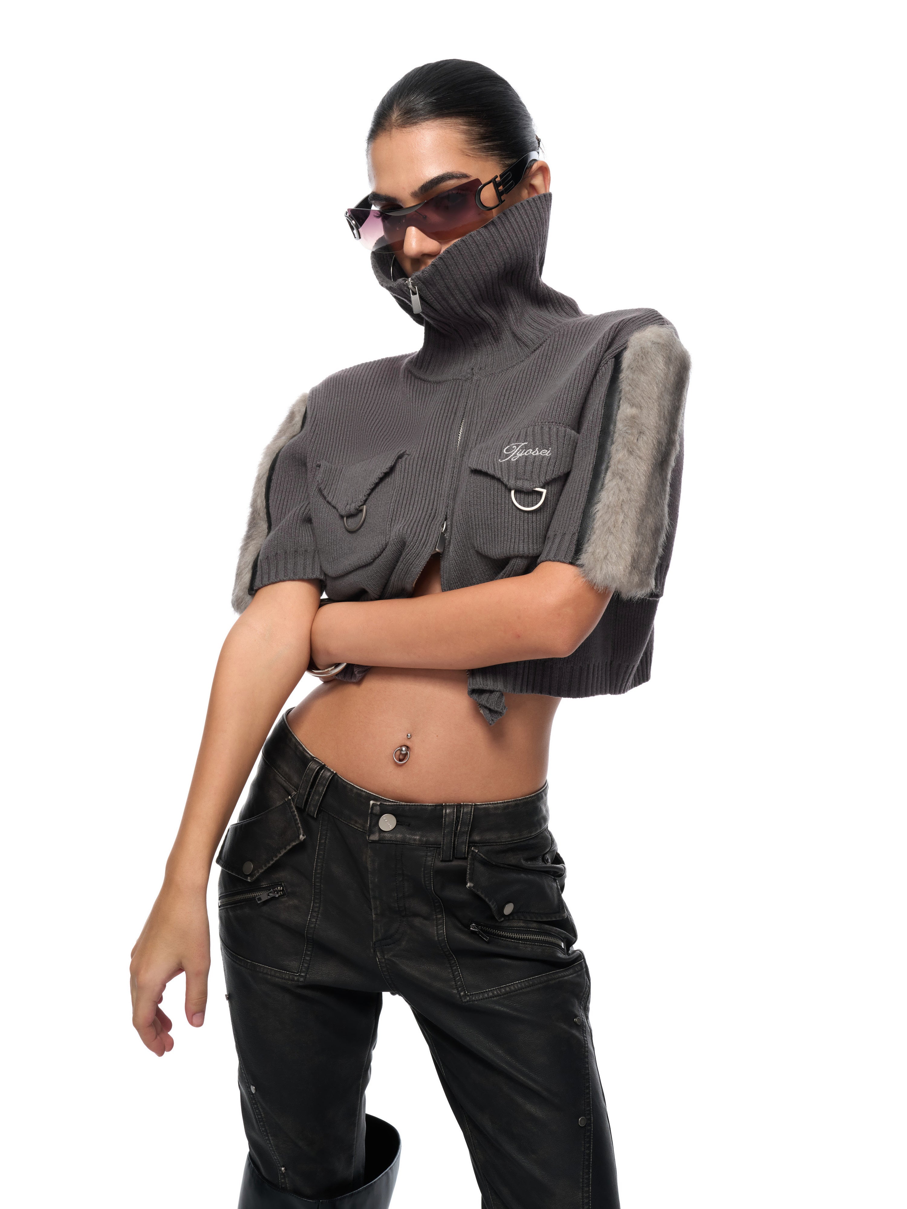 Nora Cropped Zip Knit