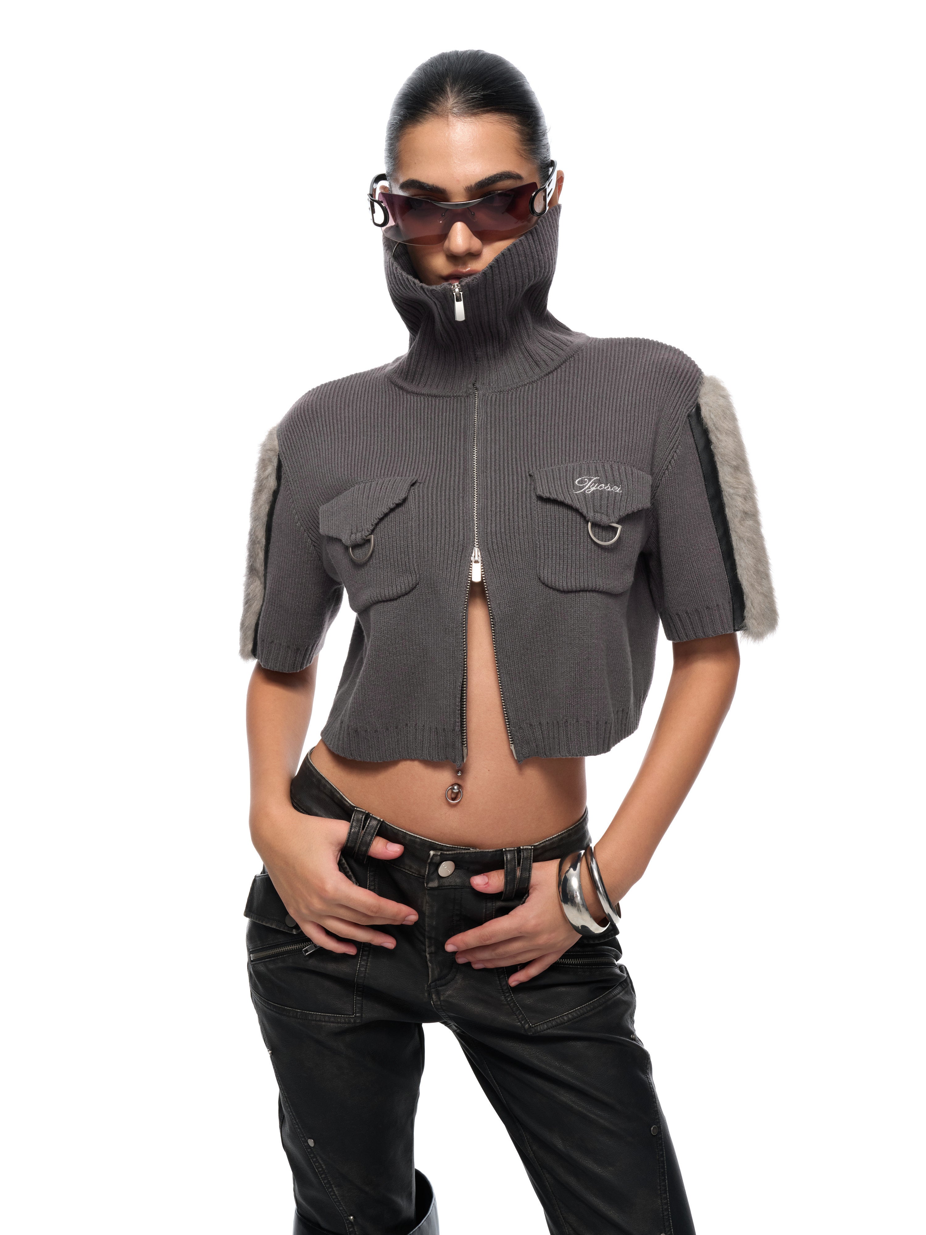 Nora Cropped Zip Knit