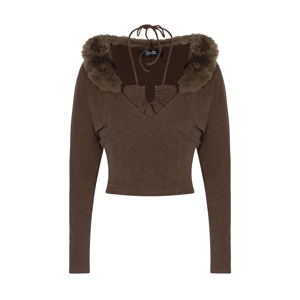 Miranda Fur Collar Top
