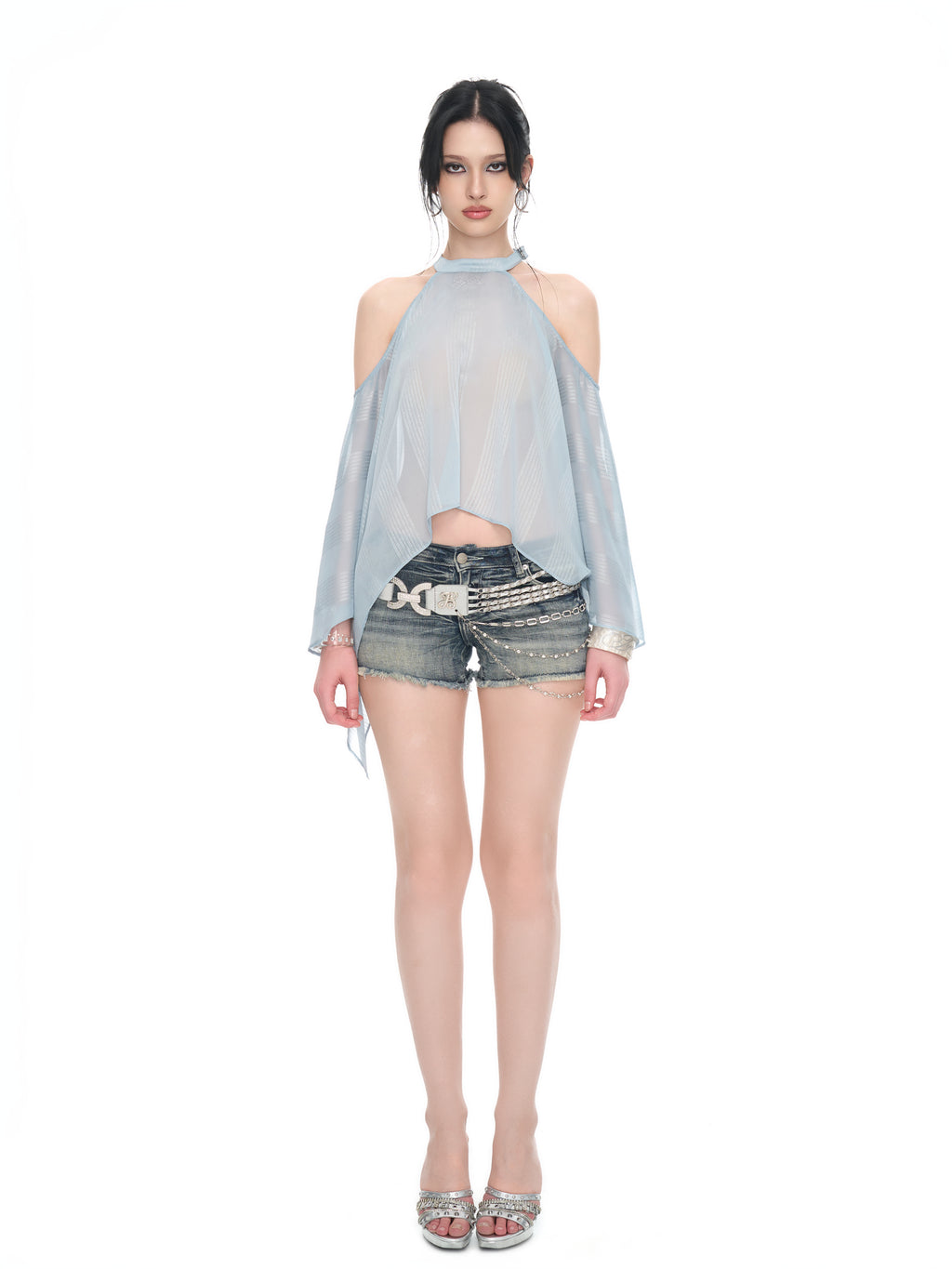 Ice Blue Chiffon Top