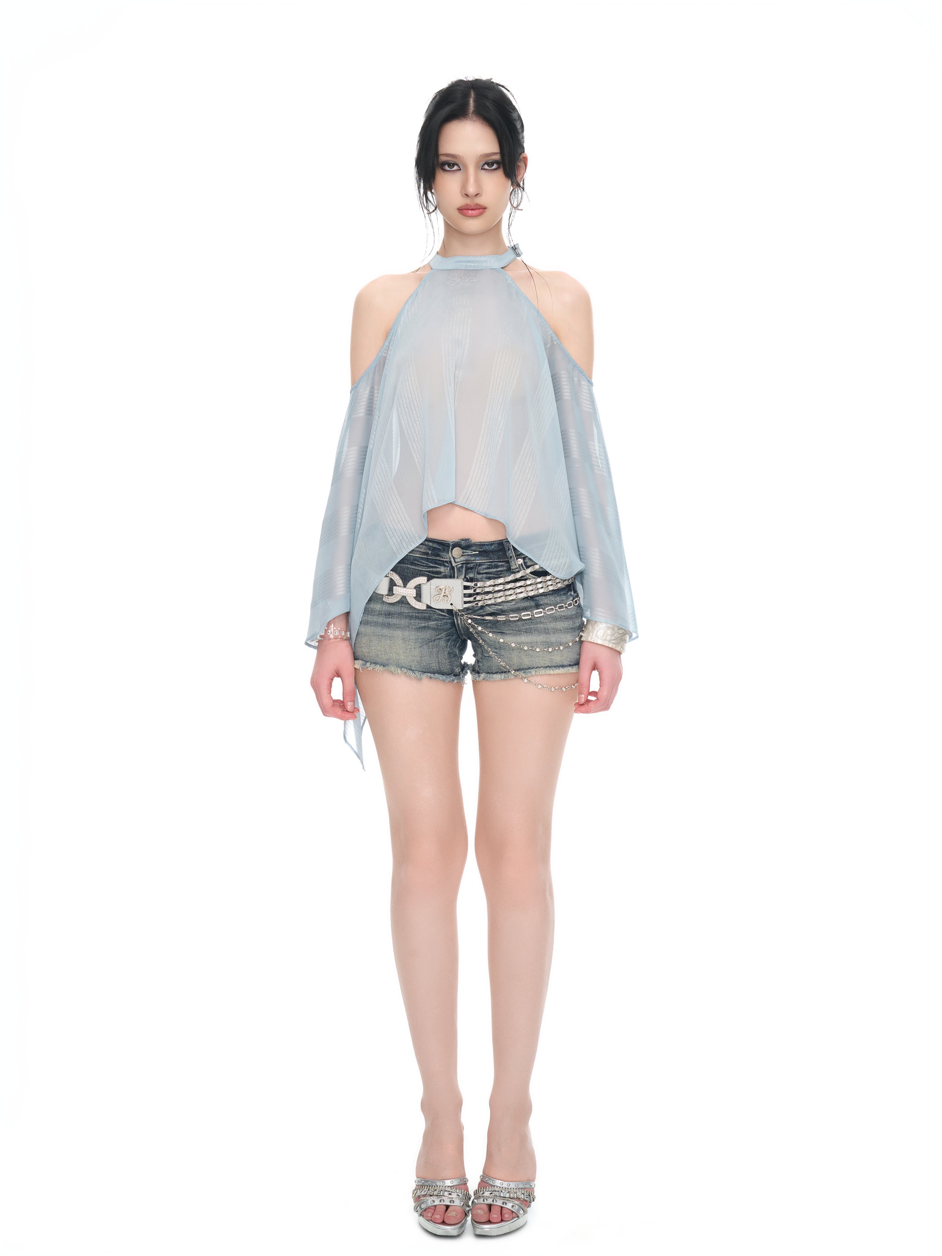 Ice Blue Chiffon Top