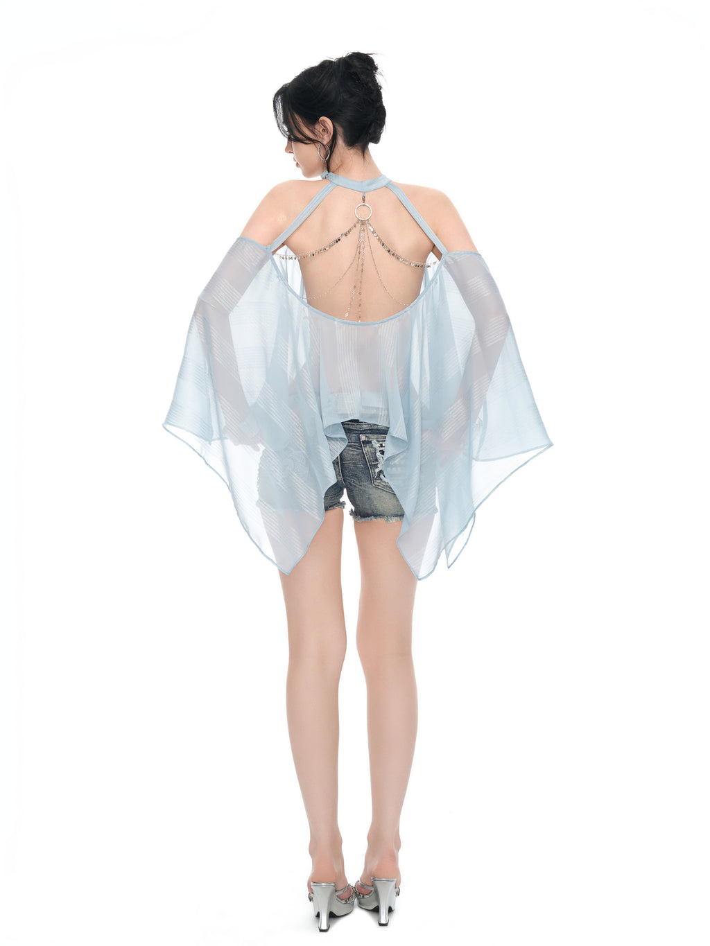Ice Blue Chiffon Top