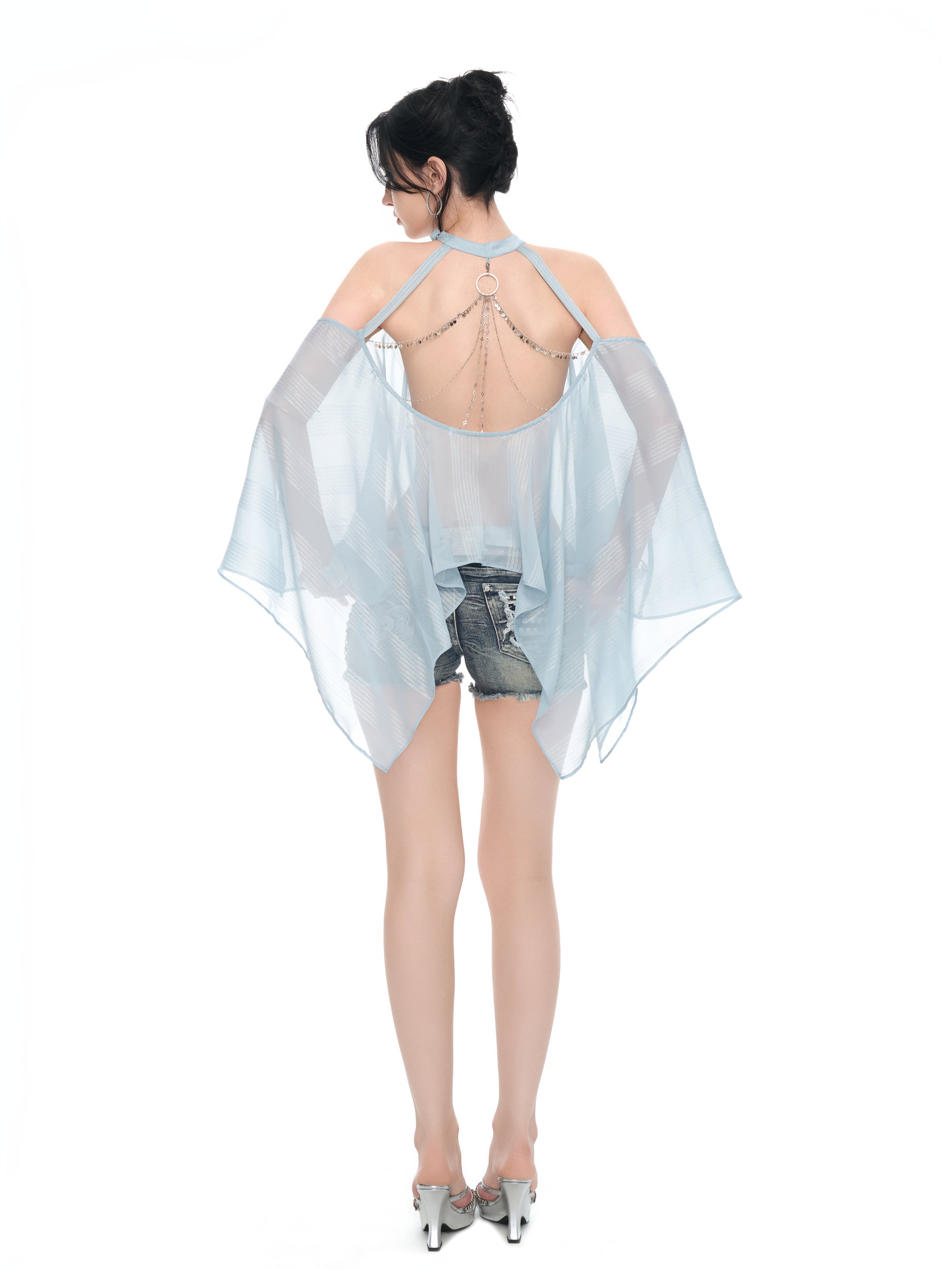 Ice Blue Chiffon Top
