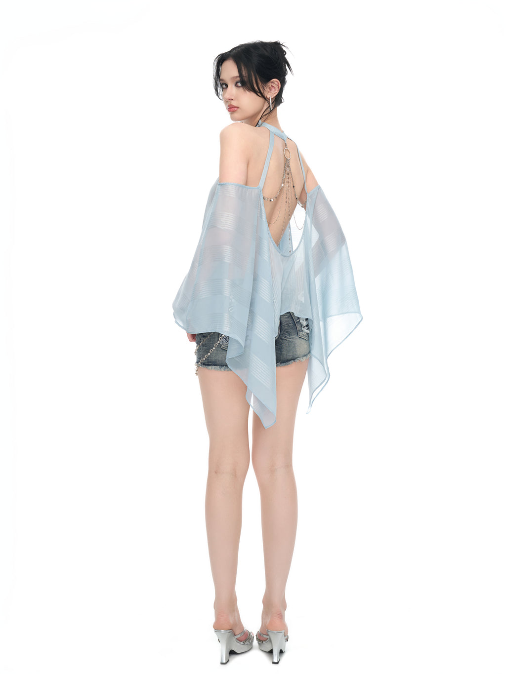 Ice Blue Chiffon Top