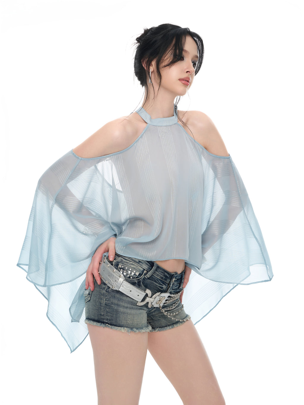 Ice Blue Chiffon Top