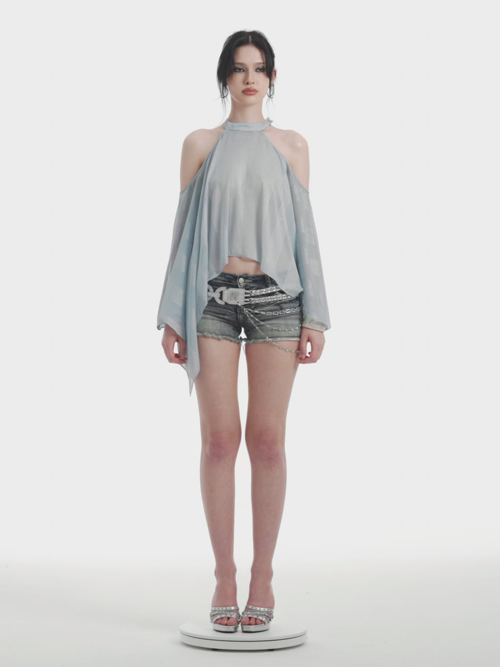 Ice Blue Chiffon Top