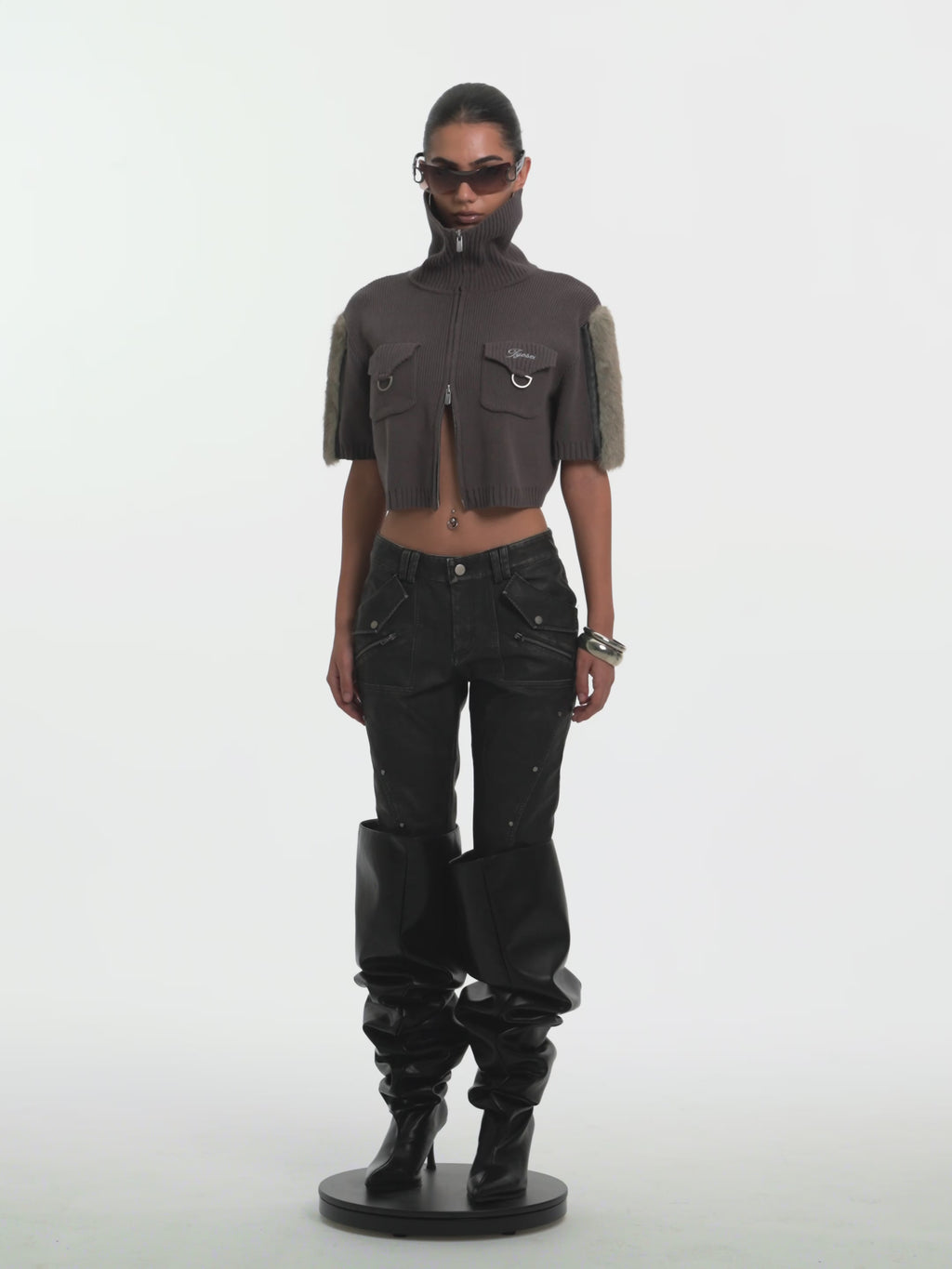 Nora Cropped Zip Knit
