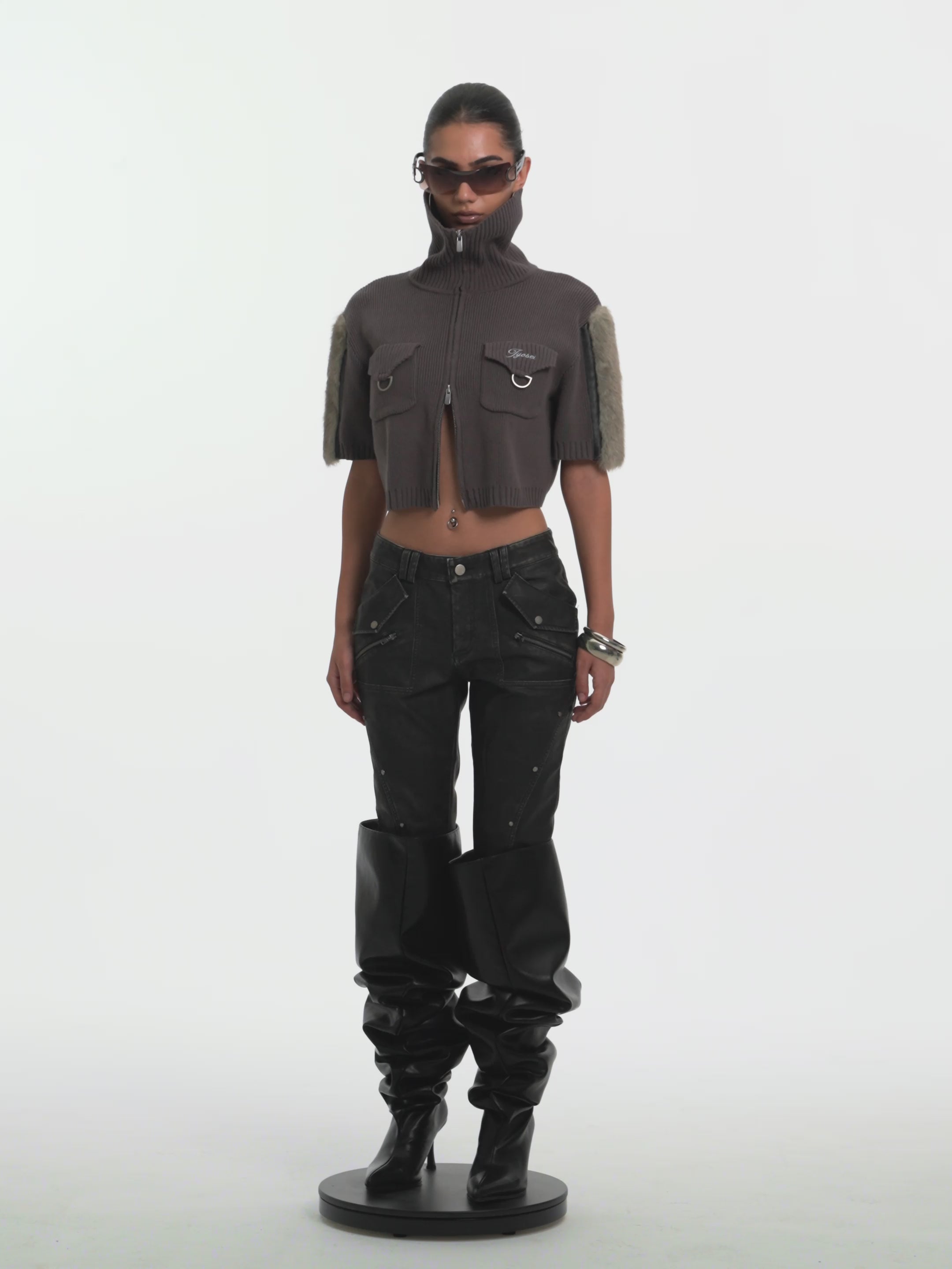 Nora Cropped Zip Knit