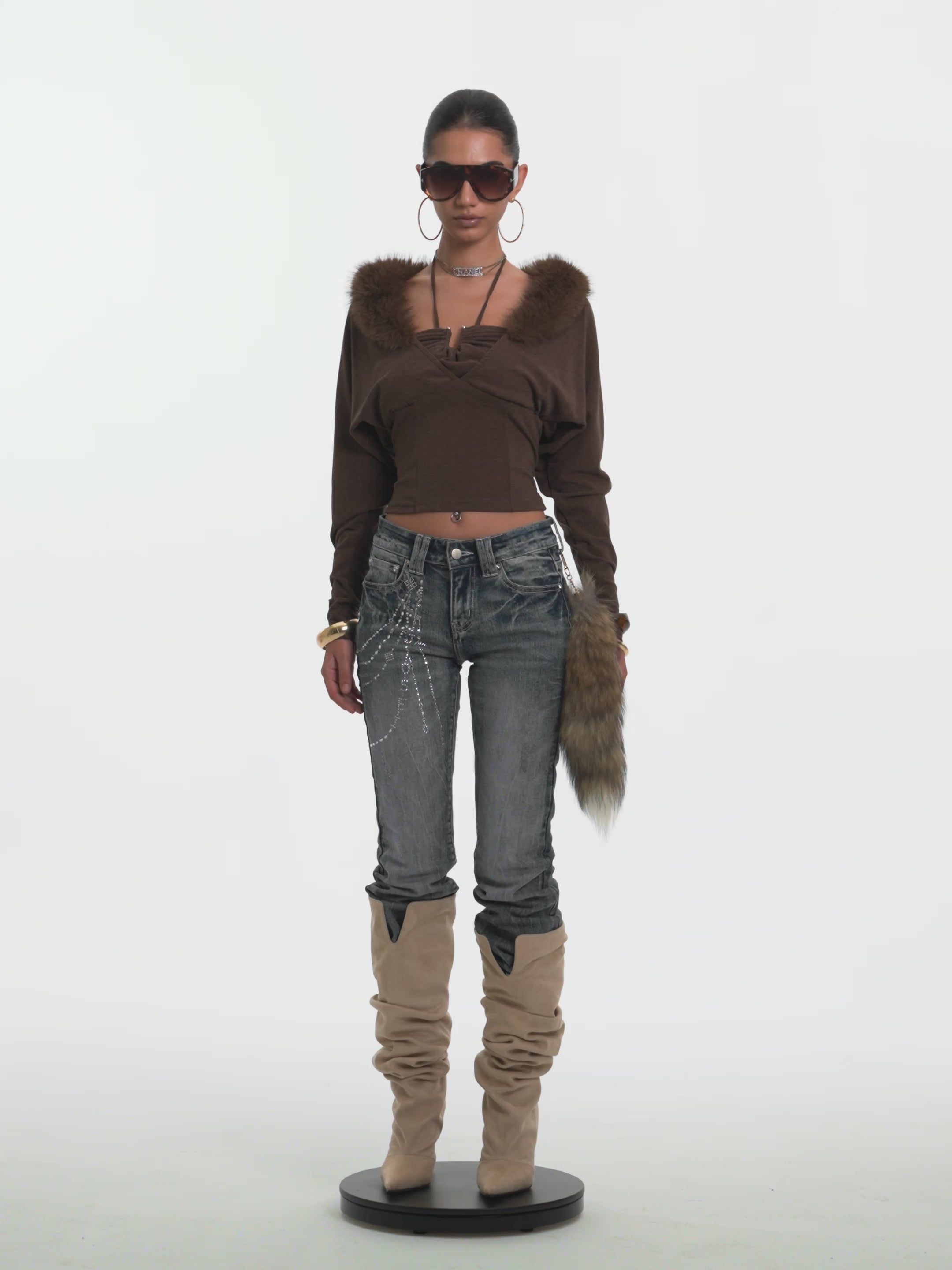Miranda Fur Collar Top