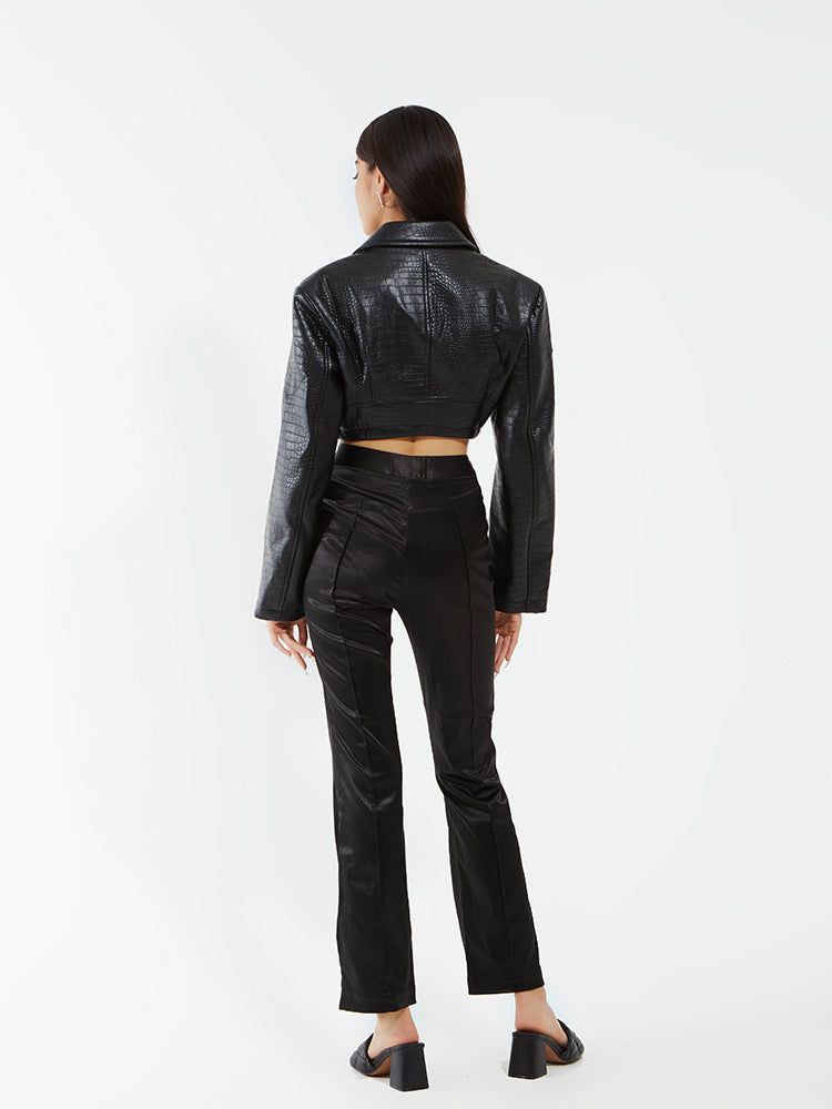 Black Leather Cropped Jacket – JYOSEI