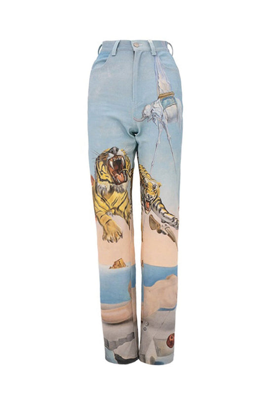 Dali Artwork Tiger Jeans