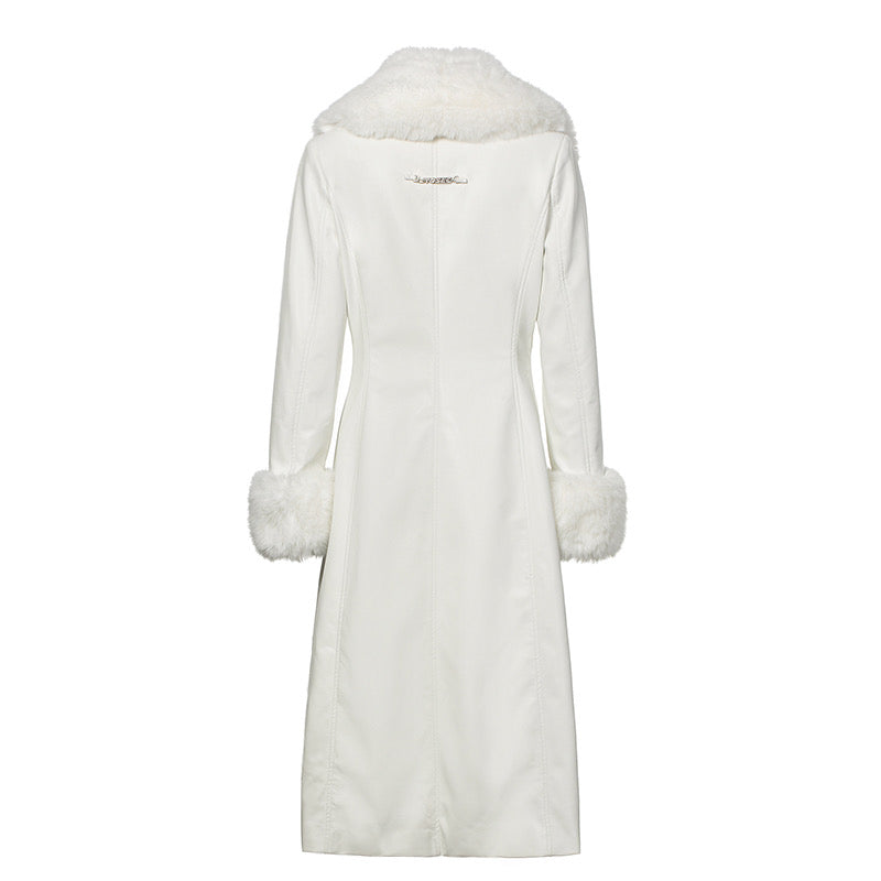 Rachel-Faux Fur White Leather Jacket