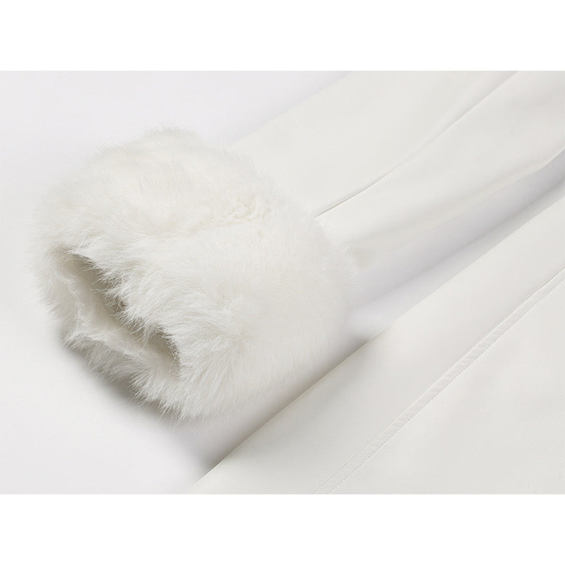Rachel-Faux Fur White Leather Jacket