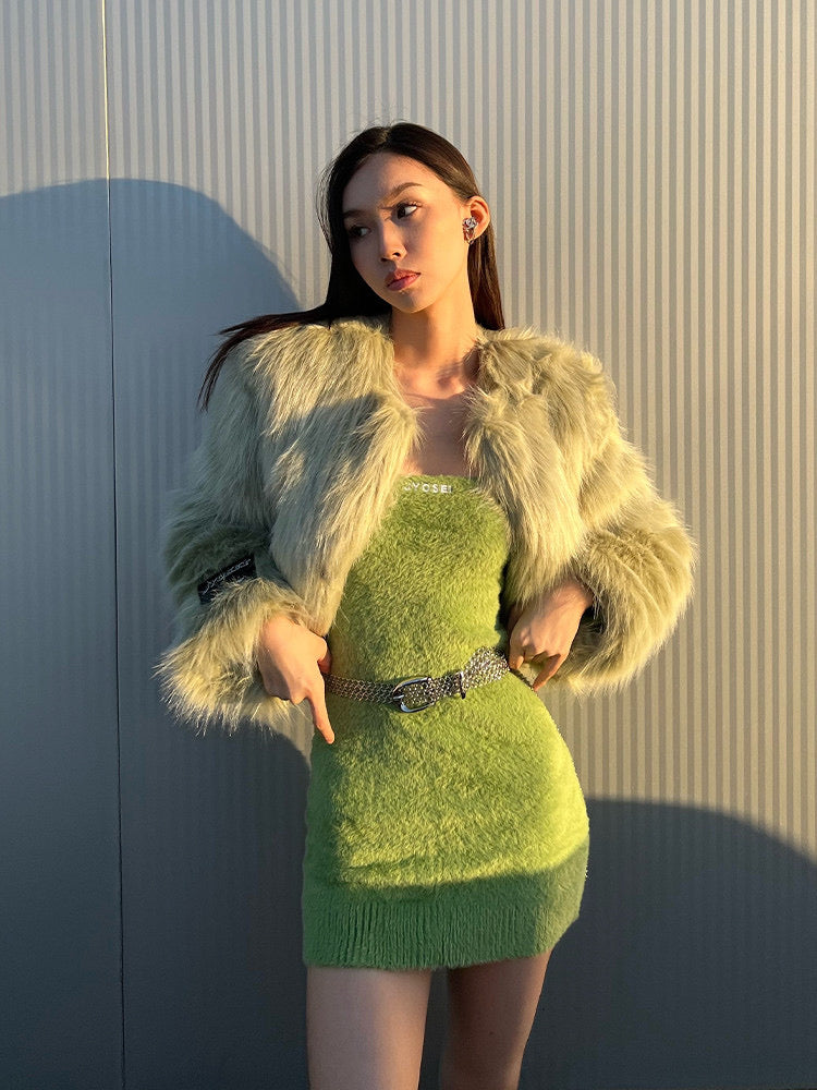 Ivy & Jessica Fluffy Faux Fur Coat