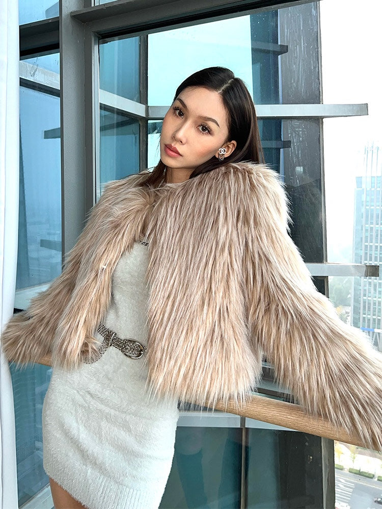 Ivy & Jessica Fluffy Faux Fur Coat