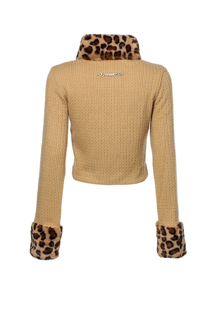 Kalinda Leopard Collar Zip Sweater