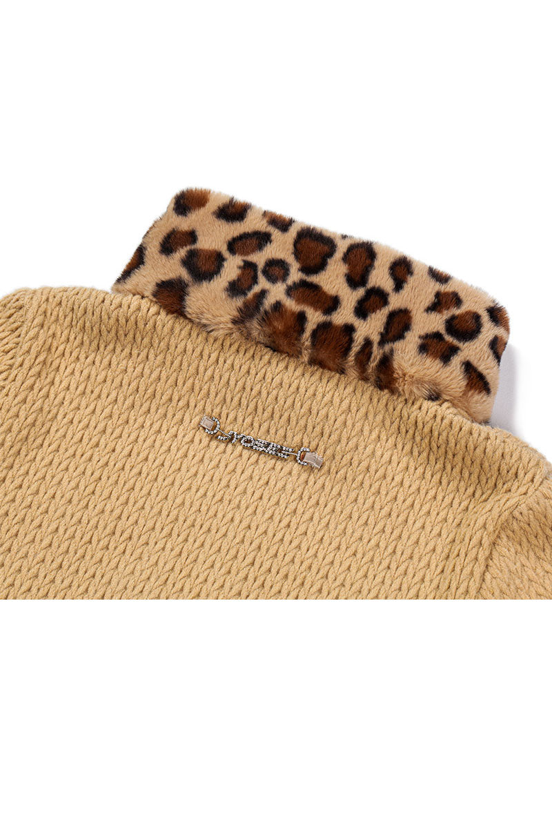 Kalinda Leopard Collar Zip Sweater
